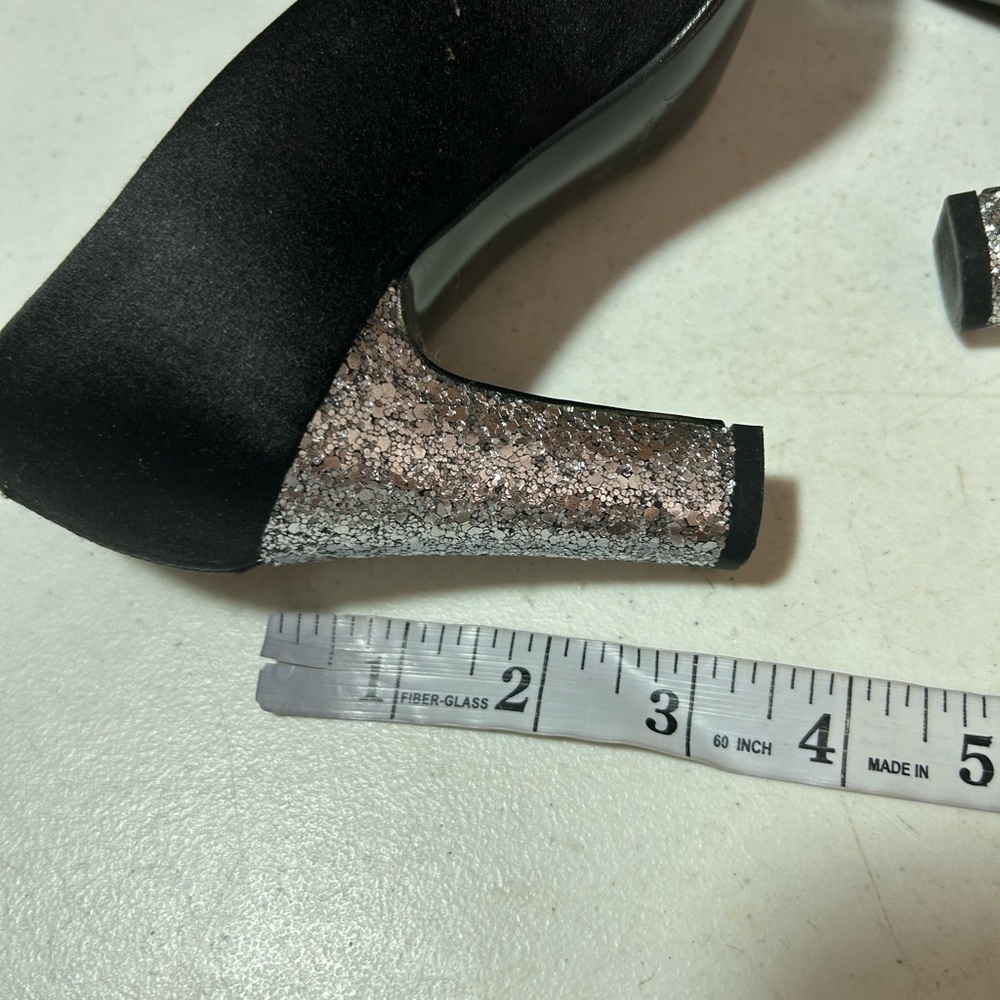 J. Crew Women’s Black Heel With Silver Glitter Heels Size 6 - Picture 6 of 8